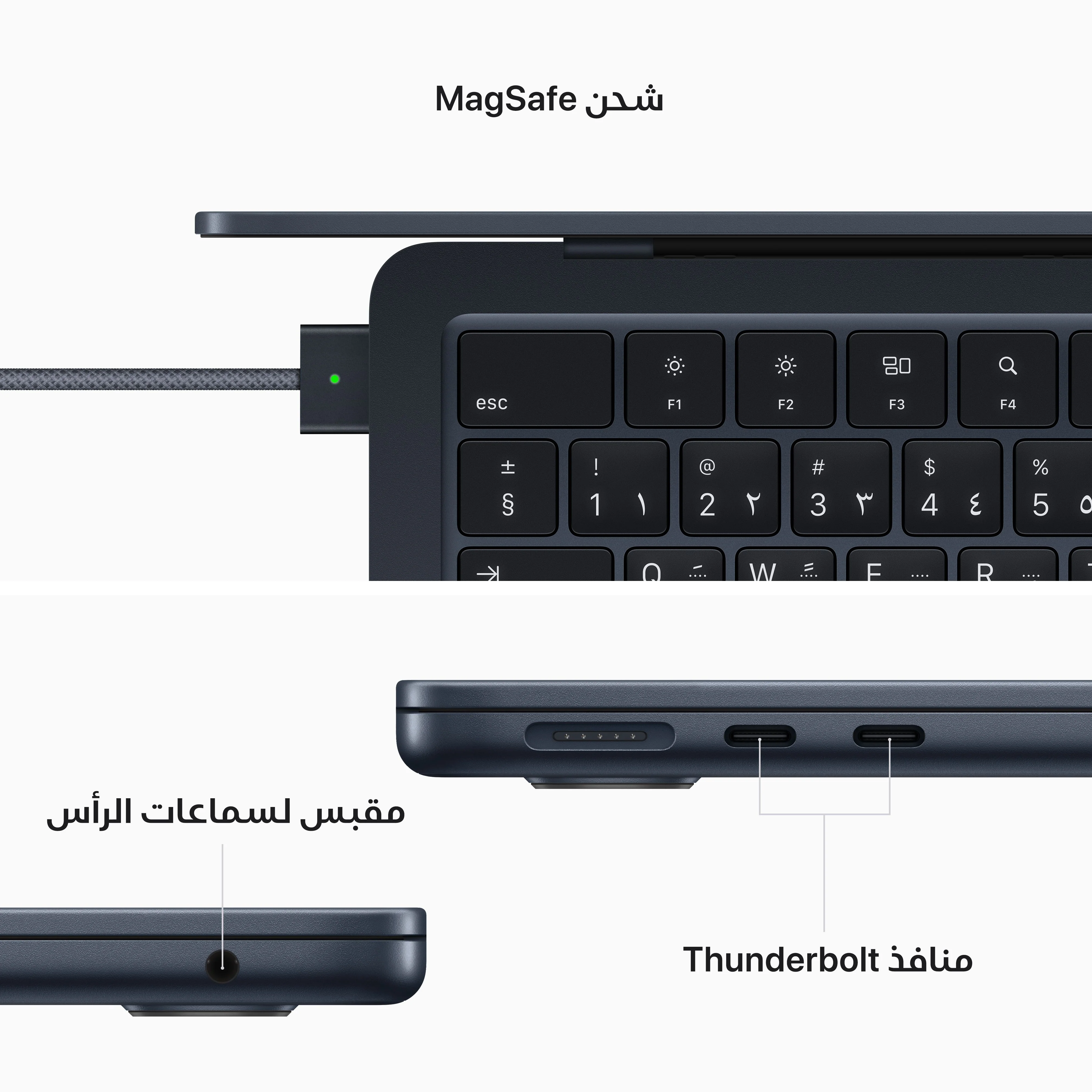 MacBook Air 13 بوصة: شريحة Apple M2 مع وحدة معالجة مركزية 8 نوى ووحدة معالجة رسومات 8 نوى، 256 جيجابايت SSD - سماء الليل - Image 7