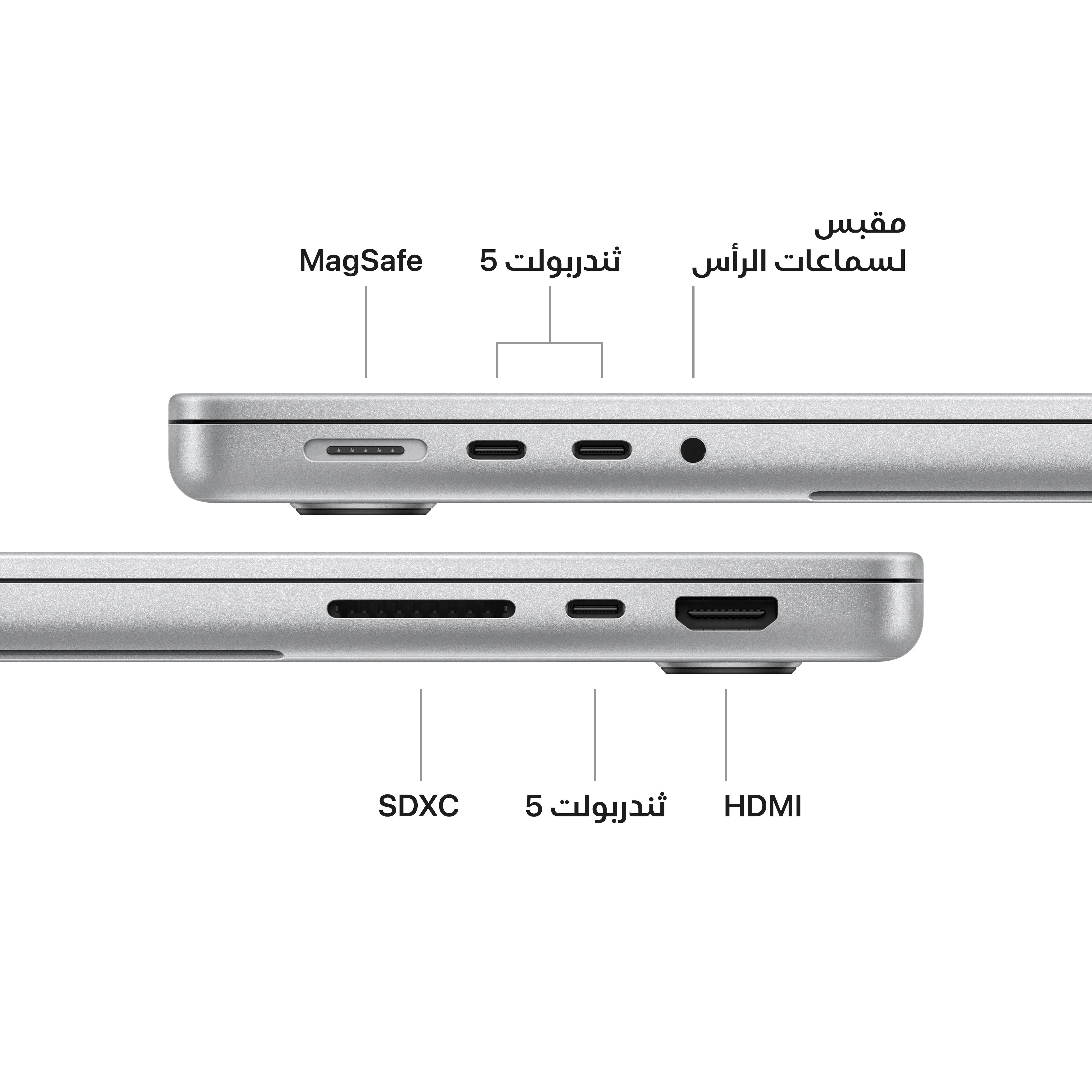 ماك بوك برو 14 بوصة: شريحة Apple M4 Max بمعالج مركزي 14 نوى ومعالج رسومات 32 نوى، قرص صلب SSD بسعة 1 تيرابايت - فضي - Image 7