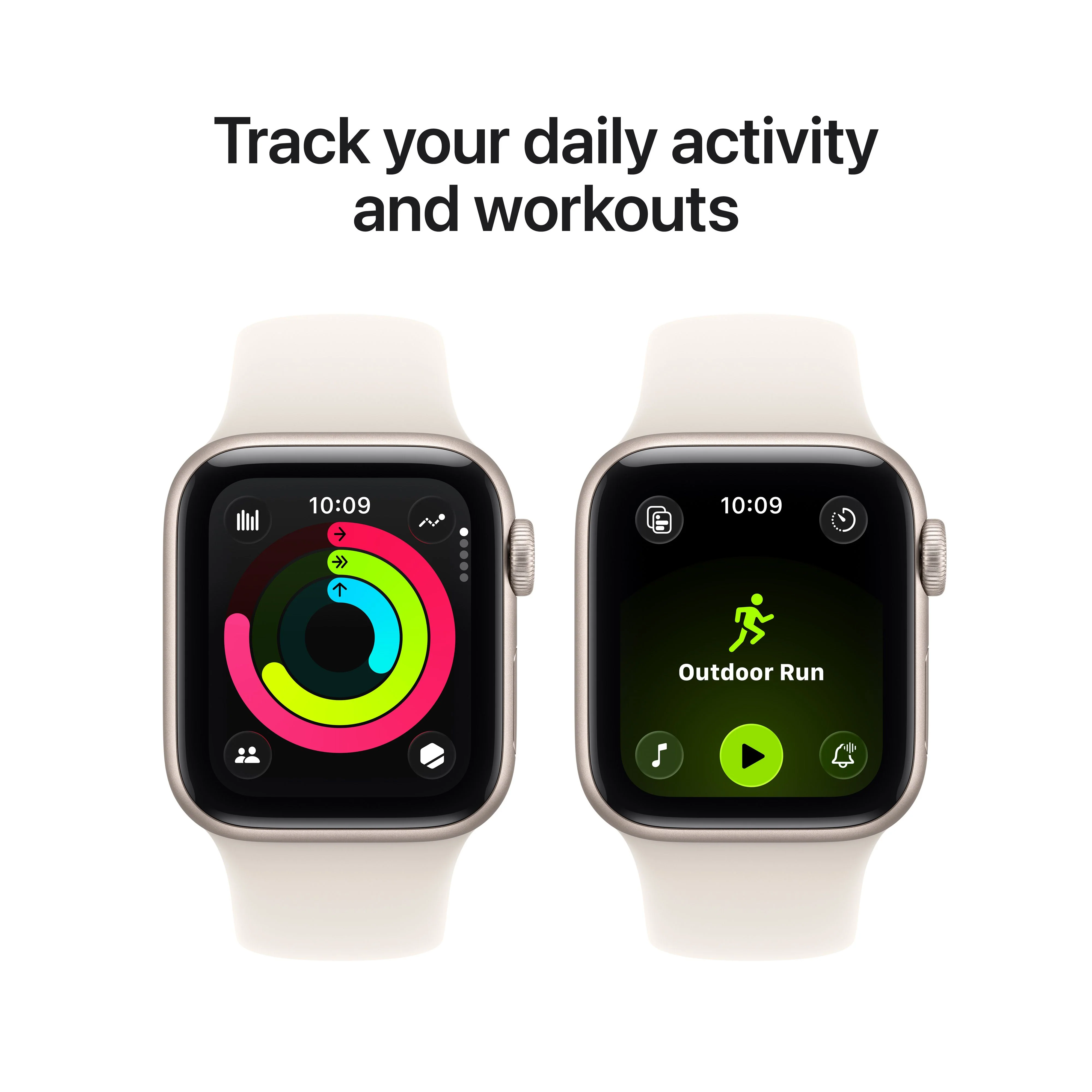 ساعة Apple Watch SE 3 موديل GPS إطار ألومنيوم مقاس 40 مم بلون ضوء النجوم مع حزام رياضي بلون ضوء النجوم - مقاس صغير/متوسط - Image 6