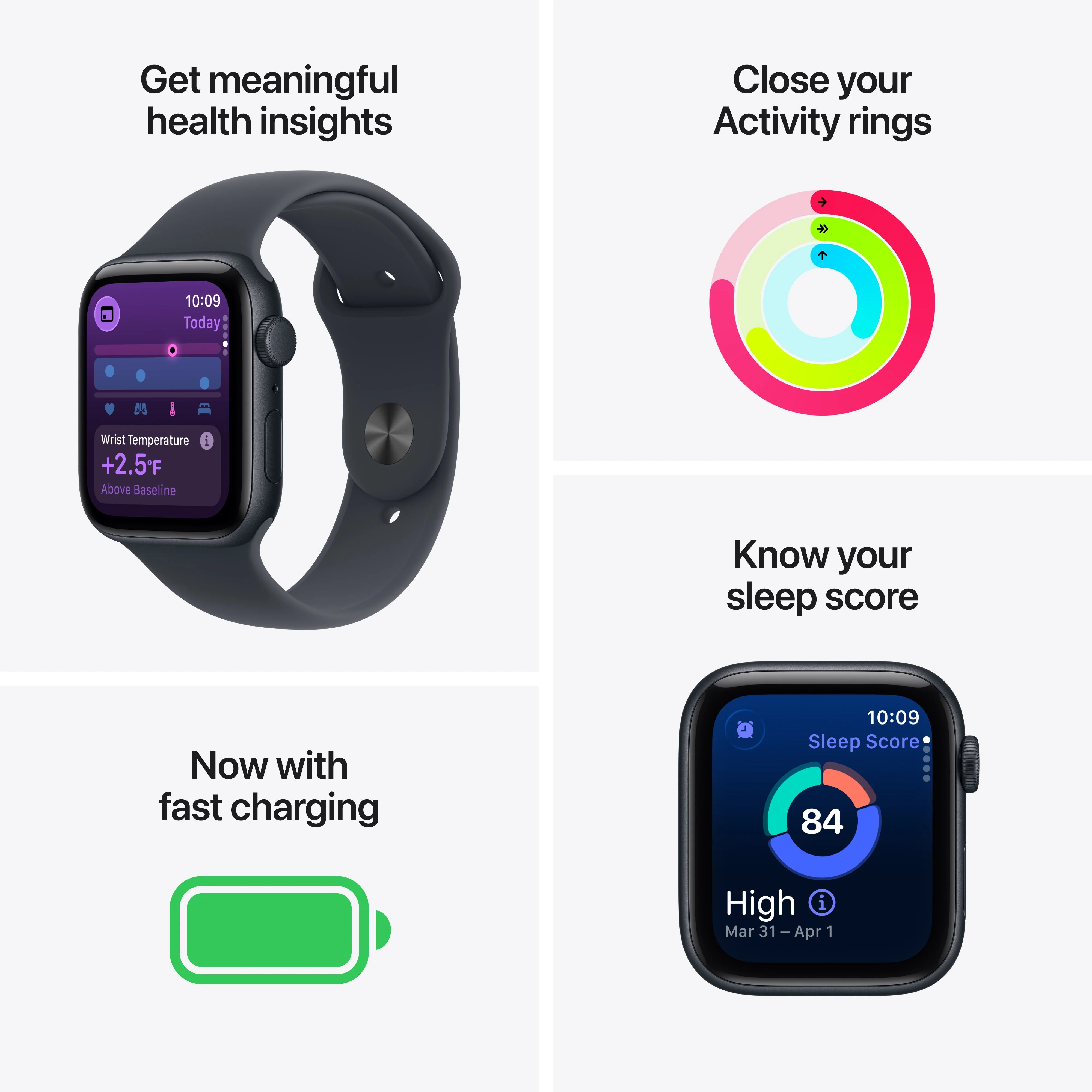 Apple Watch SE 3 موديل GPS إطار ألومنيوم مقاس 40 مم بلون سماء الليل مع حزام رياضي بلون سماء الليل - مقاس متوسط/كبير - Image 3