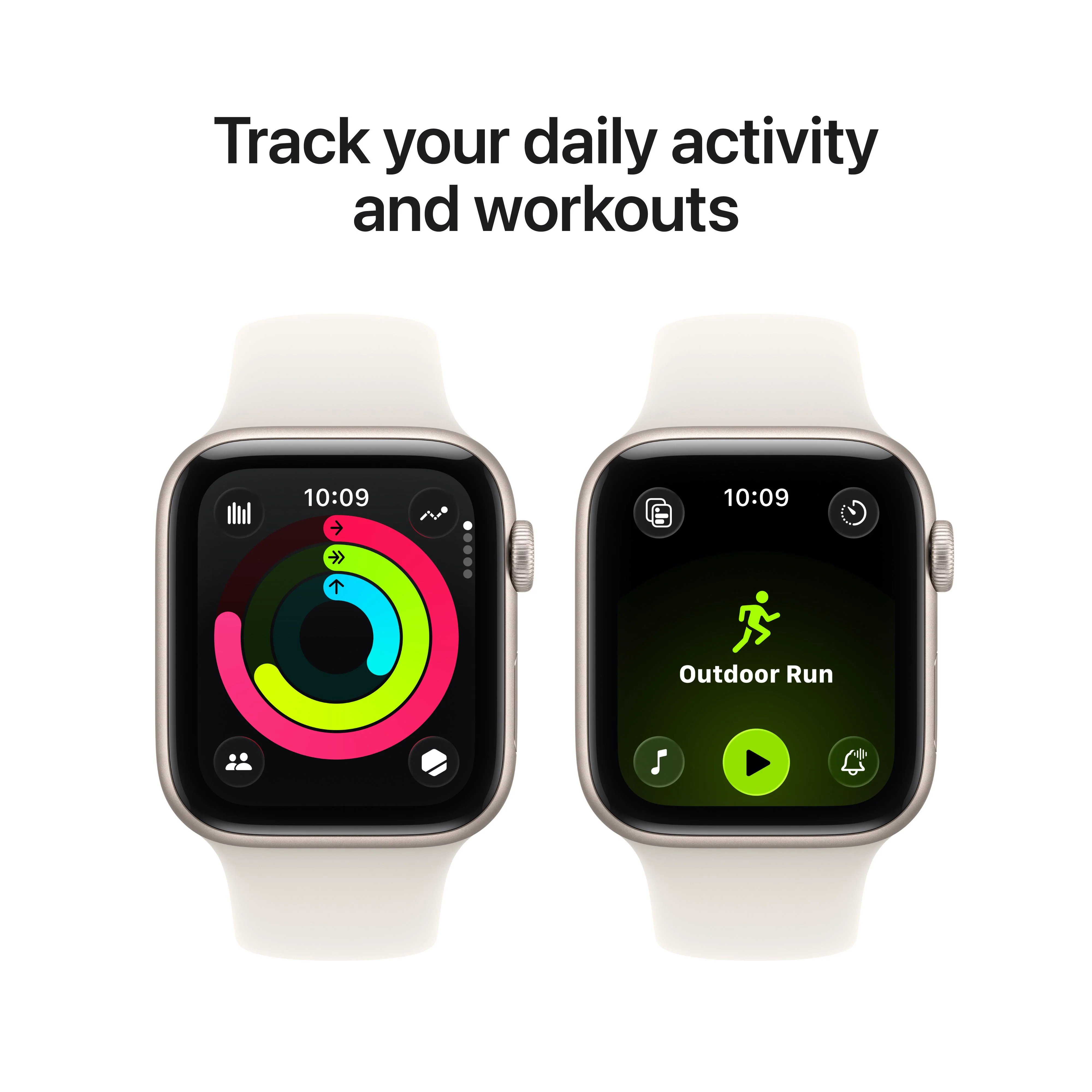 Apple Watch SE 3 موديل GPS إطار ألومنيوم مقاس 44 مم بلون ضوء النجوم مع حزام رياضي بلون ضوء النجوم - مقاس صغير/متوسط - Image 6