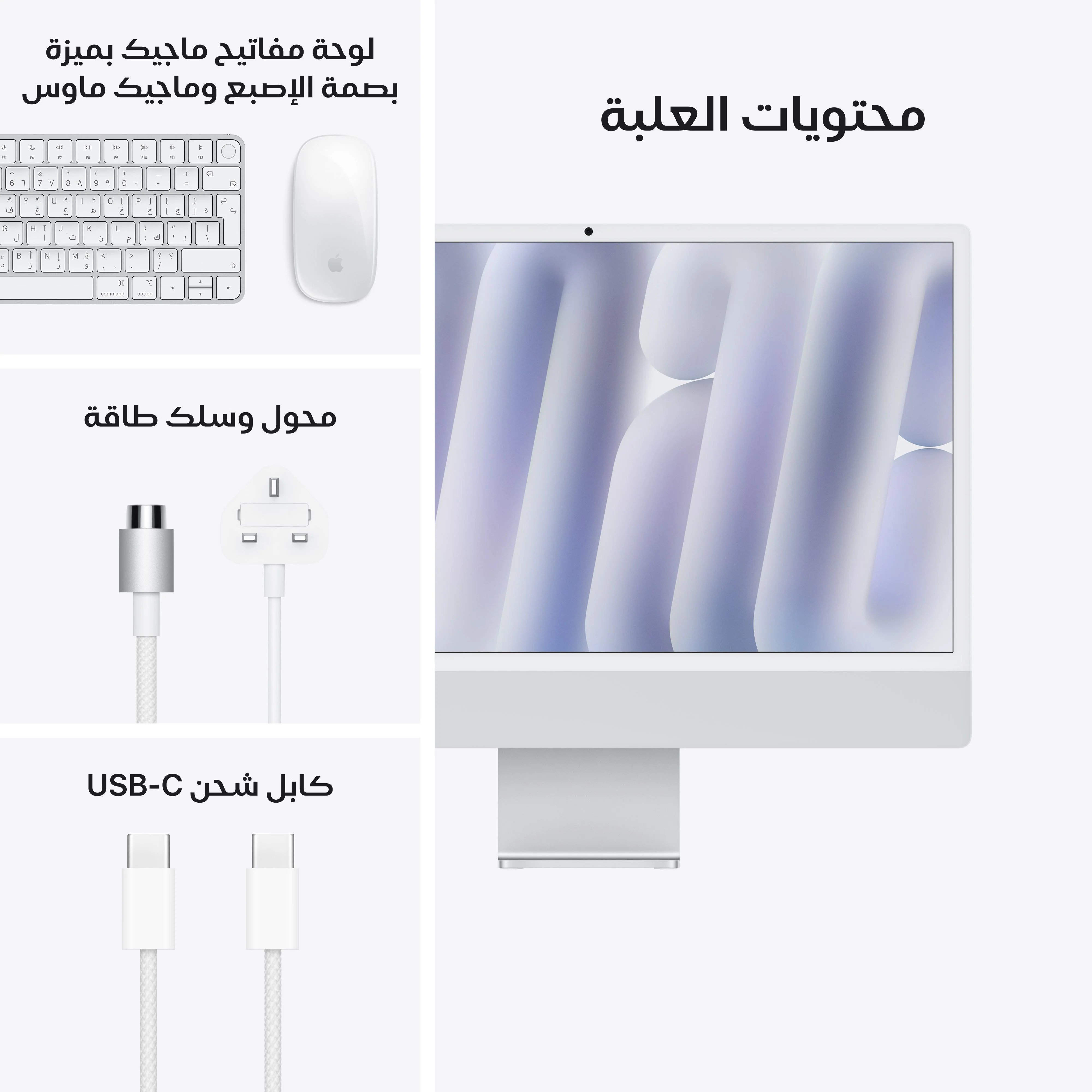 آي ماك 24 بوصة بشاشة ريتينا 4.5K: شريحة Apple M4 بمعالج مركزي 10 نوى ومعالج رسومات 10 نوى، قرص صلب SSD بسعة 256 جيجابايت، زجاج نانو-تكستشر - فضي - Image 9