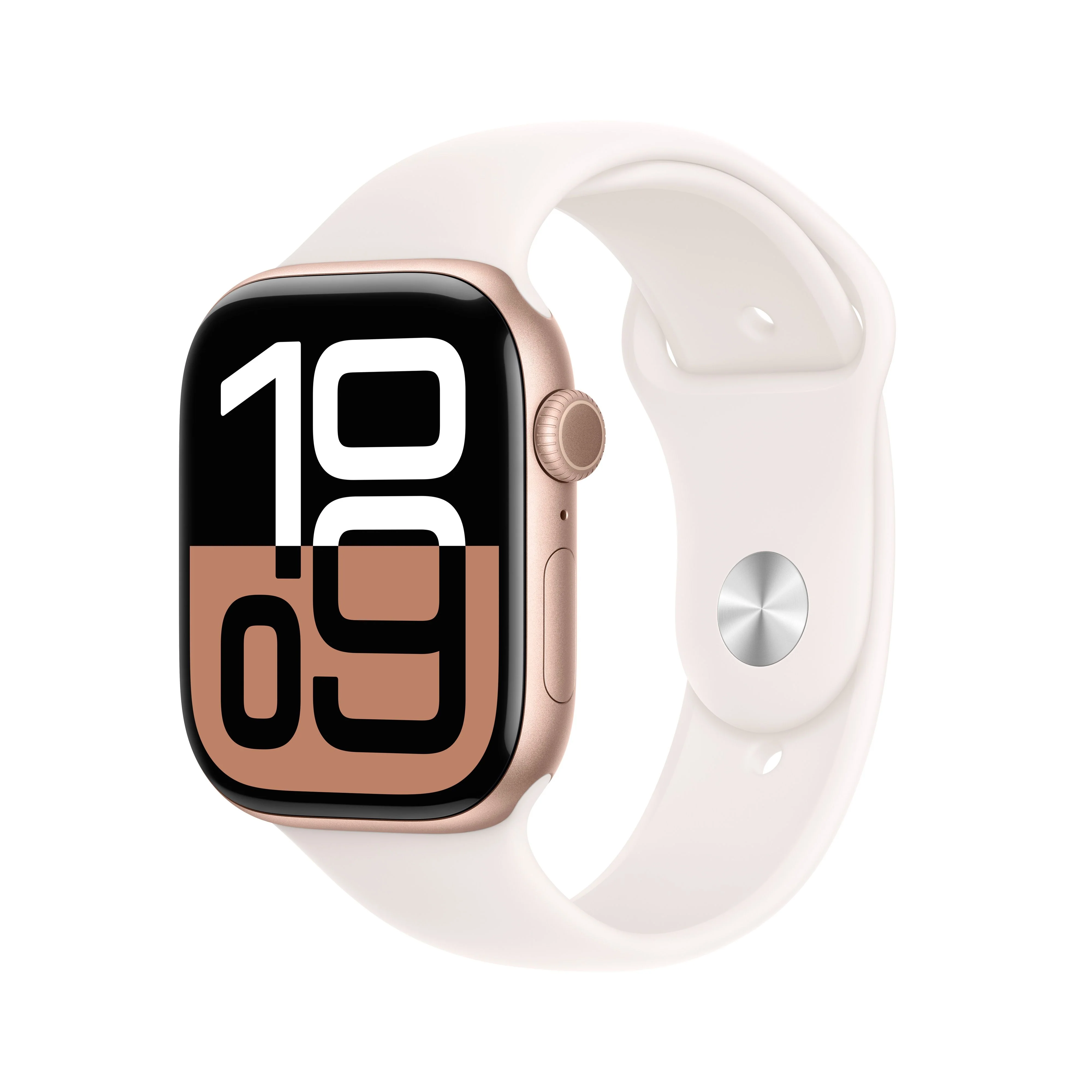 ساعة Apple Watch Series 10 GPS 42 مم علبة ألومنيوم ذهب وردي مع سوار رياضي وردي فاتح - M/L