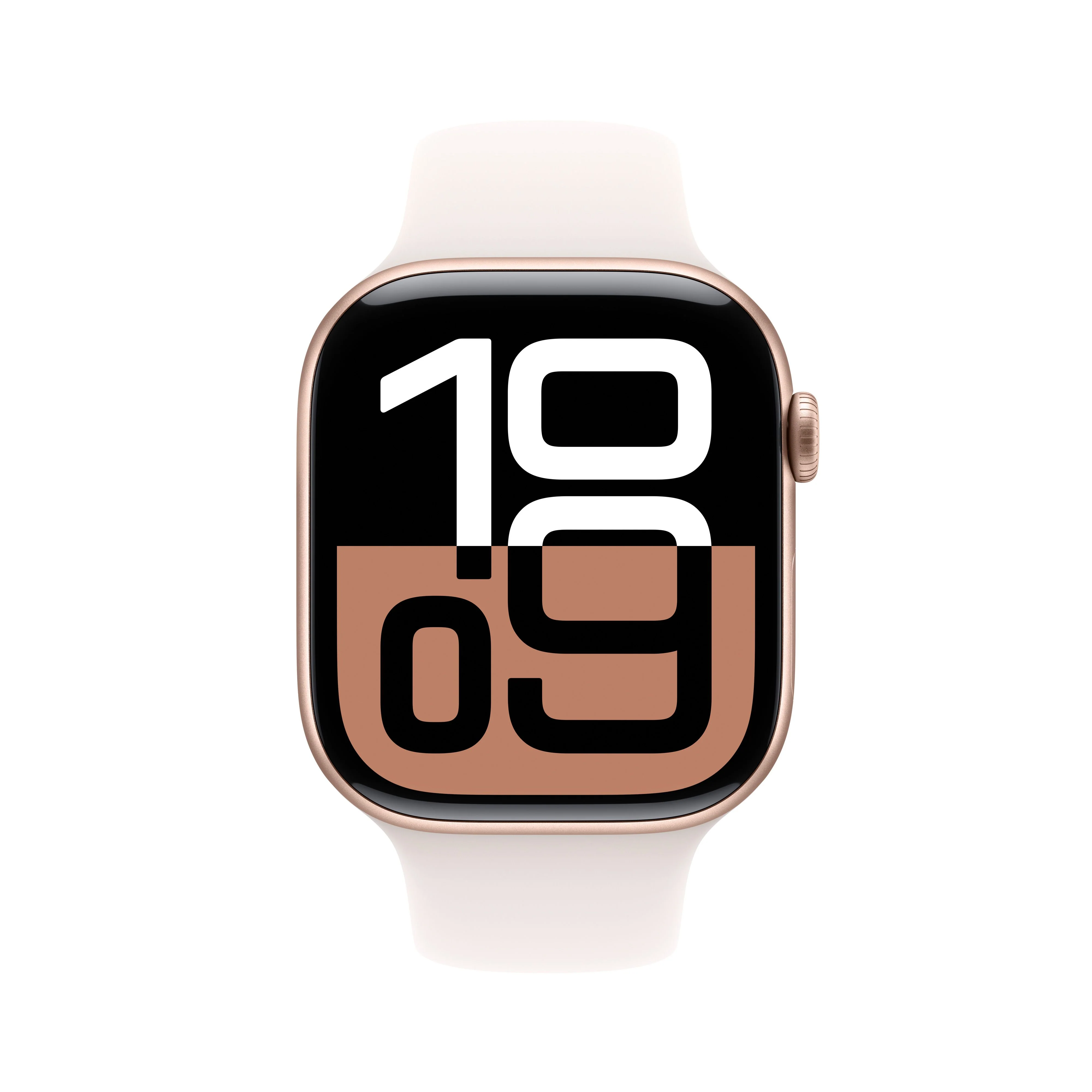 ساعة Apple Watch Series 10 GPS 42 مم علبة ألومنيوم ذهب وردي مع سوار رياضي وردي فاتح - M/L - Image 2