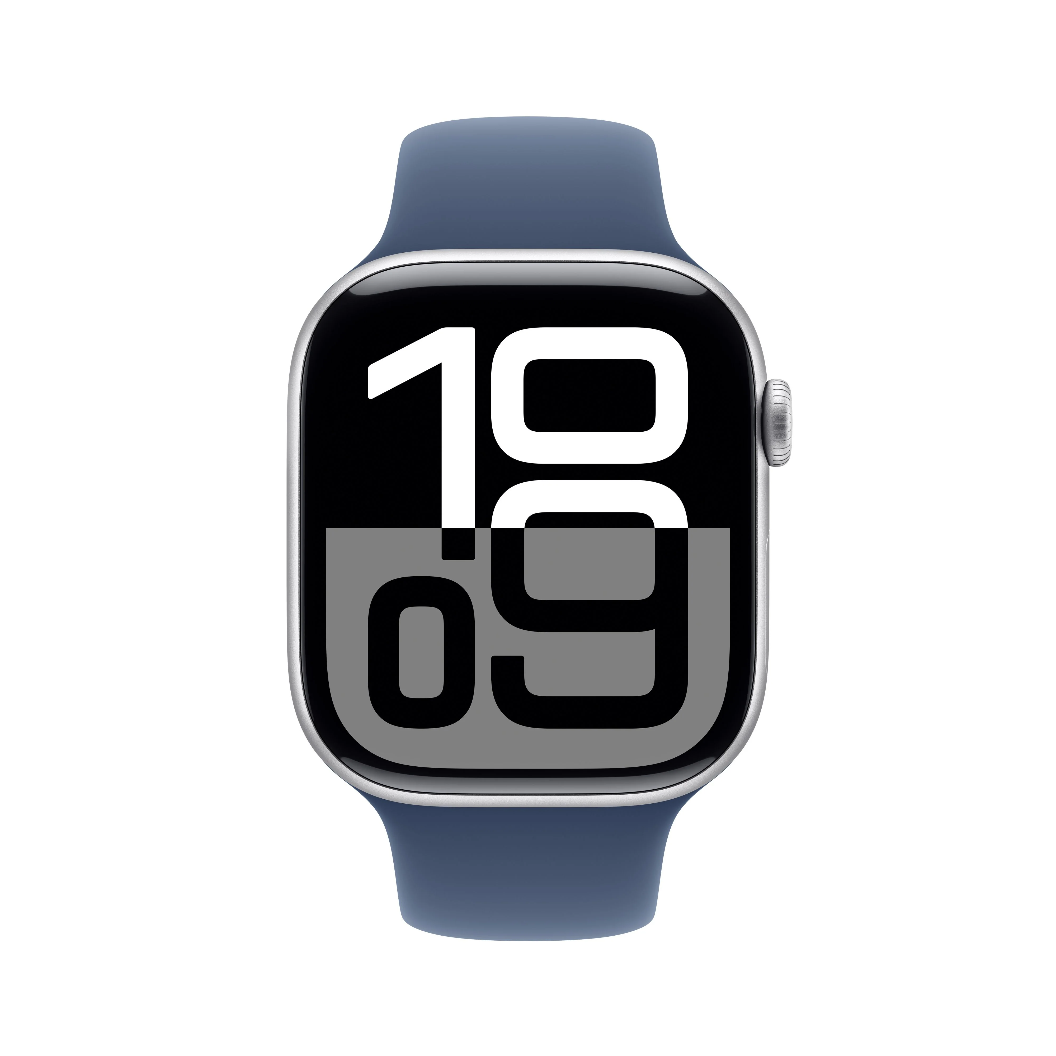 ساعة Apple Watch Series 10 GPS بحجم 46مم بإطار ألومنيوم فضي مع سوار رياضي دنيم - M/L - Image 2