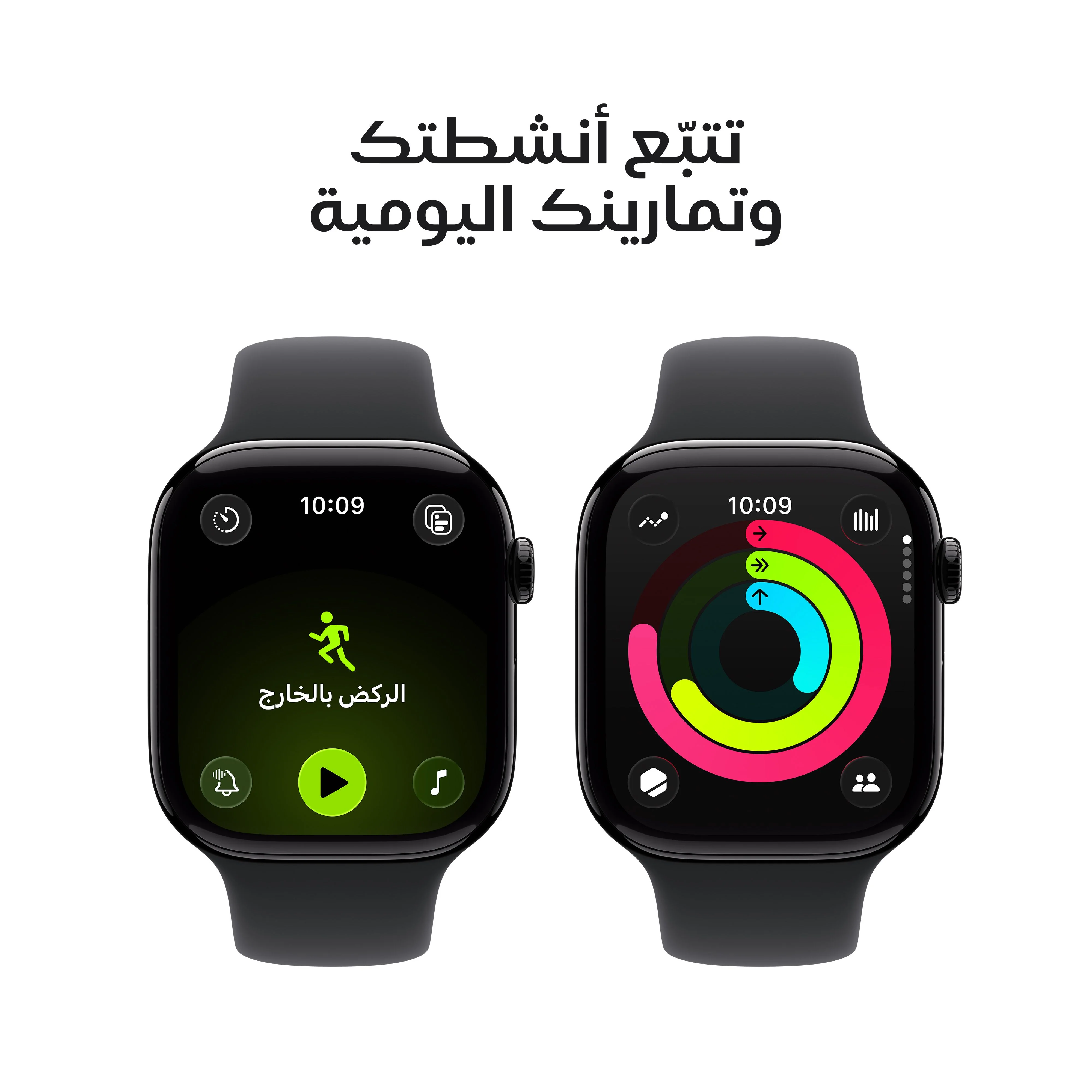 Apple Watch Series 11 موديل GPS إطار ألومنيوم أسود لامع مقاس 42 مم مع حزام رياضي أسود - مقاس متوسط/كبير - Image 4