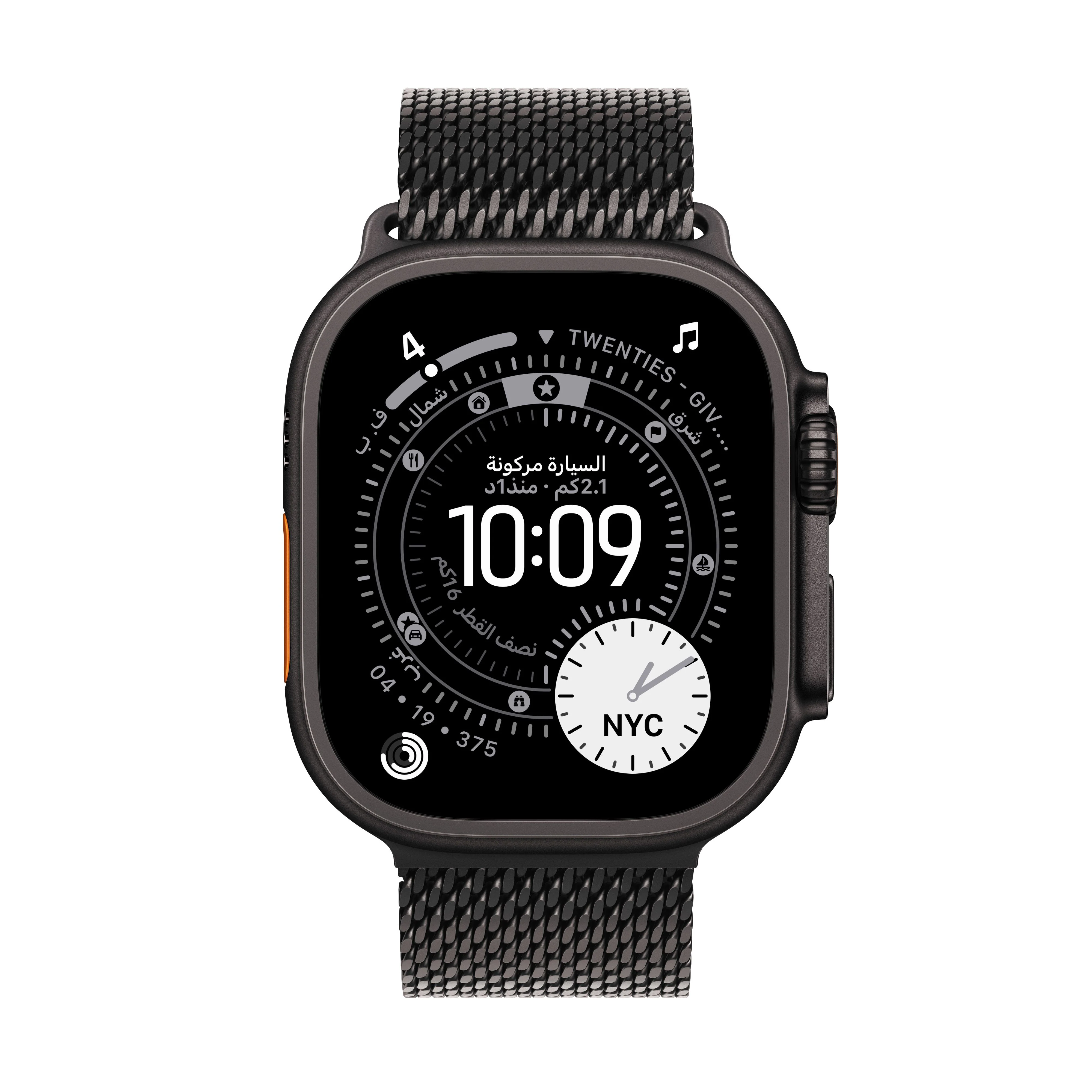 Apple Watch Ultra 3 موديل GPS + Cellular إطار تيتانيوم بلون أسود مقاس 49 مم مع حزام Loop ميلانيز من التيتانيوم الأسود - مقاس صغير - Image 2